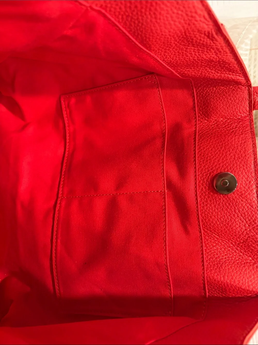 M.I.L.A Red Textured Leather Tote